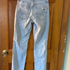 American Eagle Outfitters Light Blue Super High Rise Straight-Leg Jeans